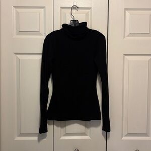 Diane Von Furstenberg Black Wool Blend Top Turtle Neck